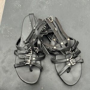 Bamboo Women's Elegant Black Multi-Strap Sandals